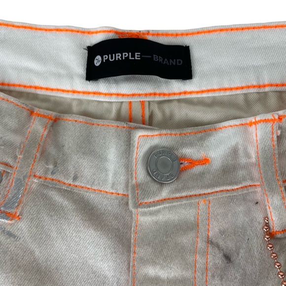 Purple Brand P001 White Neon Stitch Orange Jeans NWT Sz 34 - Picture 5 of 15